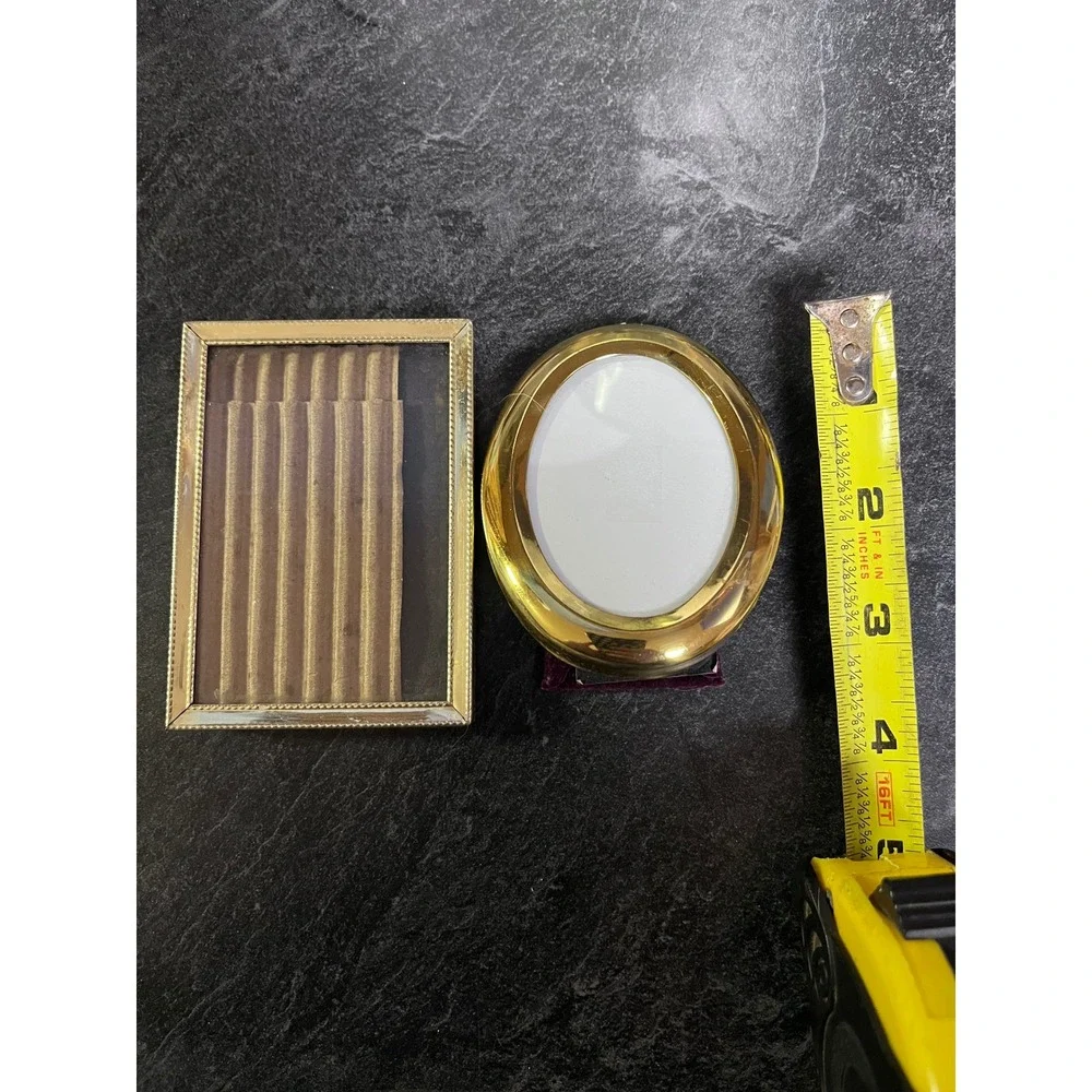Vintage Gold‎ Tone Oval and Rectangle Photo Frames Set Small Desk Display